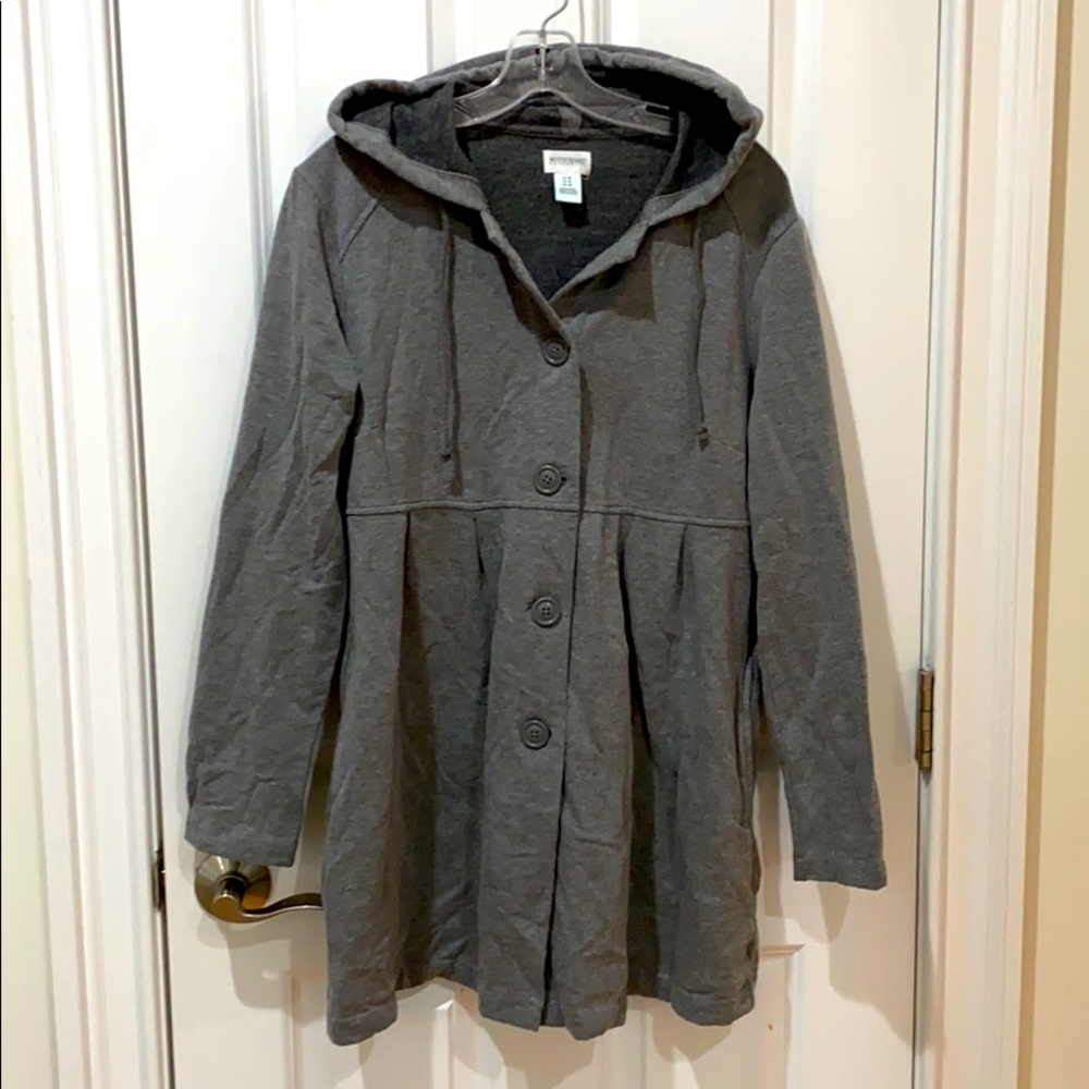 Button up maternity hooded sweatshirt